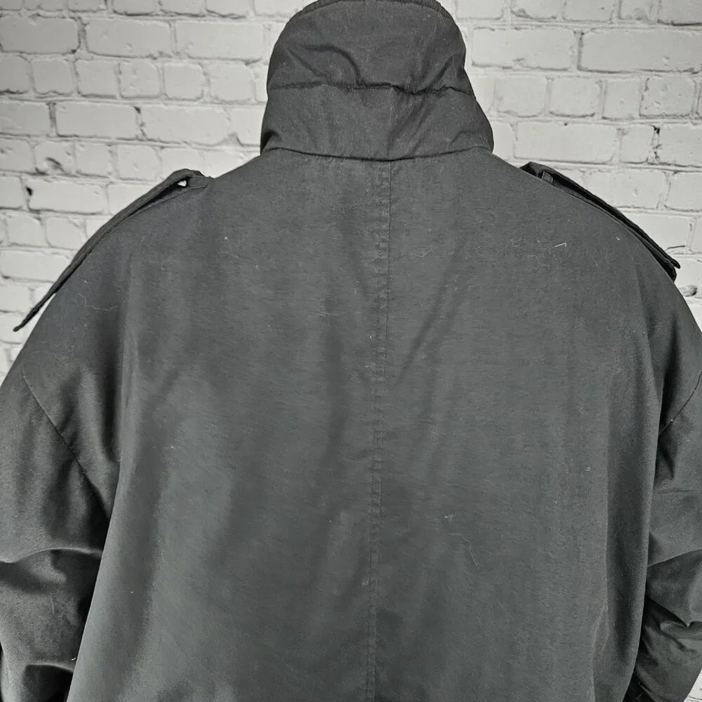 VTG J.J. Cochran Black Duck Down Feather Pocket Long Coat Parka Large 42-44